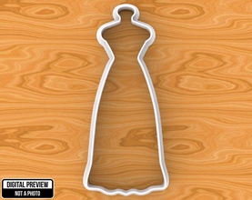 wedding dress cookie cutter dough cutting food baking form fondant mold bride holiday wife bridesmaid party married marriage family house kitchen dining 3d print model - Mito3D