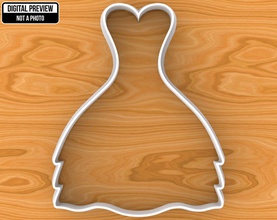 wedding dress cookie cutter dough cutting food baking form fondant mold bride holiday wife bridesmaid party married marriage family house kitchen dining 3d print model - Mito3D