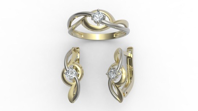 Hochzeit weiblich engagement Diamant-ring-Ohrringe Schmuck ring Ohrringe 3d Modell gedruckt signet - Armband stl gold Silber orthodoxe Anhänger Mode elegant Diamant-ring gem Ringe 3d print model - Mito3D