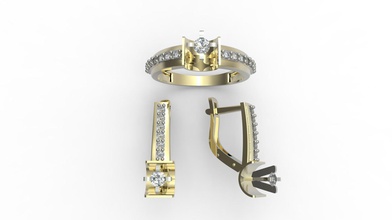 abito femminile anello con diamante orecchini gioielli gli 3d modello di sesso stampate matrimonio fidanzamento sigillo braccialetto stl oro argento ortodossa ciondolo moda elegante diamanti gemma anelli 3d print model - Mito3D