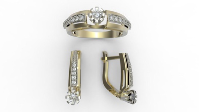 Boda hembra compromiso diamante anillo pendientes joyería joya 3d modelo impreso sello pulsera stl oro plata platino colgante pendiente Moda elegante 3d print model - Mito3D