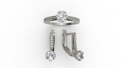 engagement ring earrings a large gemstone diamond jewelry 3d model female printed wedding signet bracelet stl gold silver pendant fashion elegant gem rings 3d print model - Mito3D