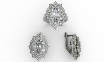 casamento feminino anel de diamante noivado brincos jóias 3d modelo impresso o engajamento selo pulseira stl ouro prata ortodoxa pingente a moda elegante gem anéis 3d print model - Mito3D