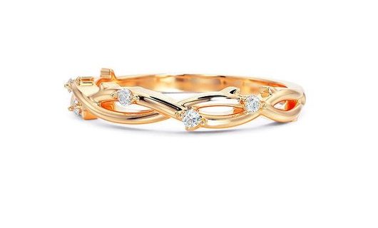 Boda oro anillo hojas imprimible diamante canalla Moda joyería joya plata compromiso hoja naturaleza anillos 3d print model - Mito3D