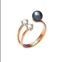 Boda abierto anillo perla 368 semilla compromiso bohemio delicado herradura joyería joya oro diamante 3d print model - Mito3D