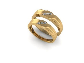 mariage bague argent imprimable blanc diamant platine bijoux anneaux 3d print model - Mito3D