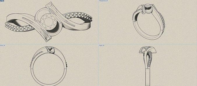 Boda anillo joyería joya oro diamante anillos compromiso brillante platino solitario lujo blanco plata imprimible Rosa 3d print model - Mito3D