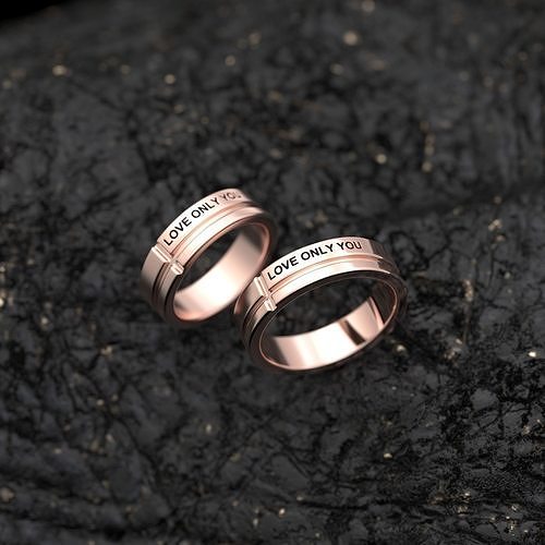 mariage bague imprimable anneaux engagement or bijoux 3D print model - Mito3D