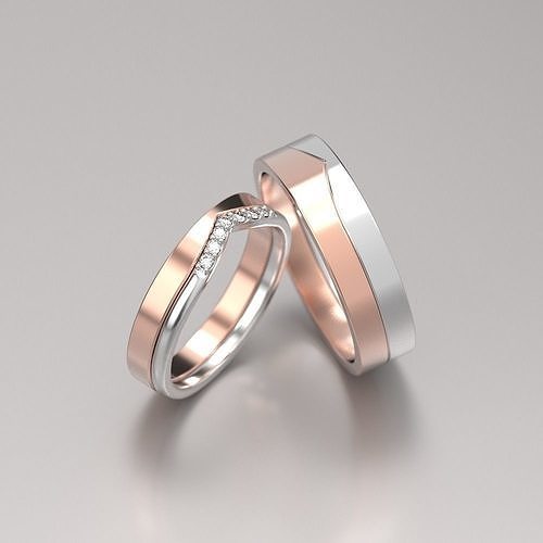 nozze squillare Fidanzamento gioielleria oro stampabile anelli diamante 3D print model - Mito3D