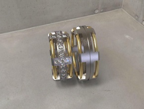wedding ring jewelry equipment rings gold diamond 3d print model - Mito3D