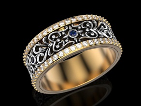 wedding ring jewelry 3d printed design golden jewellery print printabl rings gem printing printable prototyping jewel gold jeweler 3d print model - Mito3D