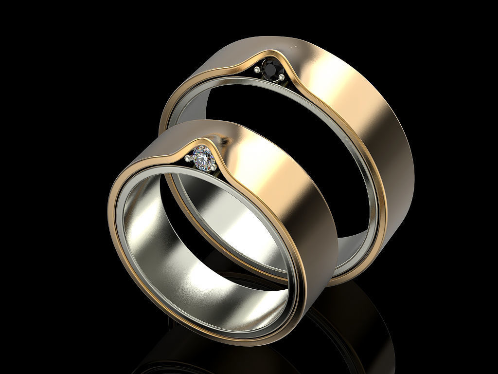 el anillo de boda la joyería impresión 3dprinted imprimible los anillos diseño joya oro moda printabl creación prototipos 3D print model - Mito3D