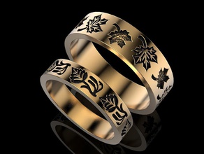 anneau de mariage bijoux d'impression 3dprinted imprimable les anneaux la conception l'anneau joyau or mode printabl l'impression le prototypage d'argent feuillage forêt leafage 3d print model - Mito3D