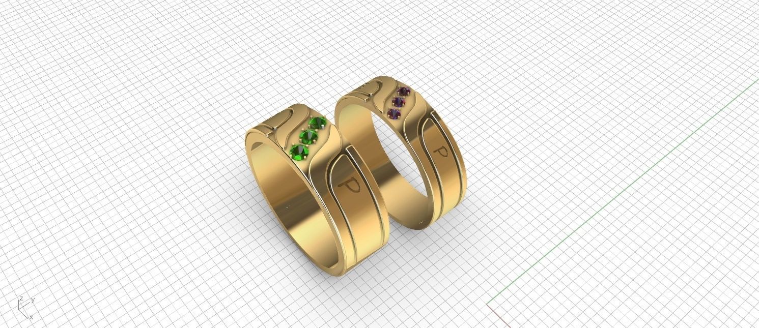 Hochzeit Ring Schmuck Engagement Diamant brillant Hochzeitsring Ringe 3D print model - Mito3D