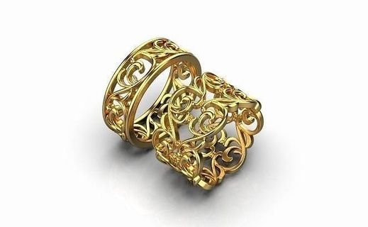 Boda anillo 052 joyería lujo normas oro plata exclusivo elegante alto calidad Moda imprimible joya diamante par anillos 3d print model - Mito3D