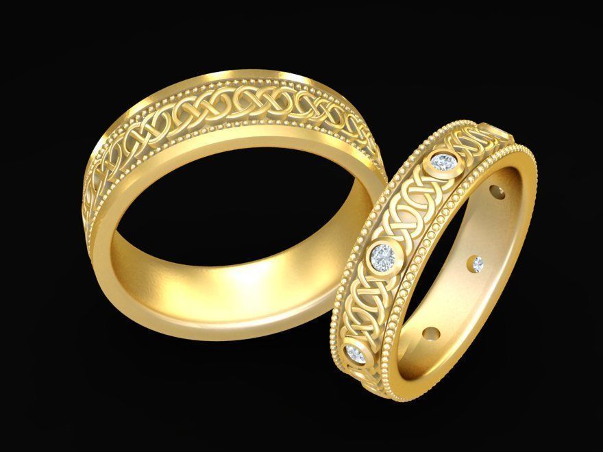 wedding ring 118 jewelry fashion accessories gold diamond design rings 3D print model - Mito3D