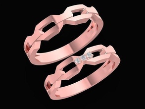 wedding ring 1517 chain connecting love jewelry fashion accessories gold diamond design rings 3d print model - Mito3D