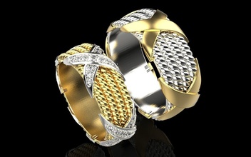 Hochzeit Ring 3034 Schmuck Luxus Standards Gold Silber exklusiv stilvoll Qualität Mode druckbar Juwel Paar Männer Frauen Diamanten 3d print model - Mito3D