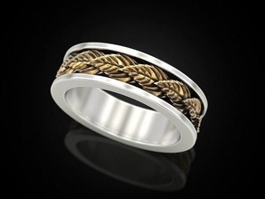 boda anillo otoño hoja capa frondoso joyería joya impresión 3dprinted anillos diseño moda oro prototipos plata ennegrecimiento textura 3d print model - Mito3D