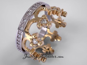 boda anillo corona obr 144 lujo joyería joya oro diseño diamante compromiso platino imprimible moda belleza plata mujer anillos 3d print model - Mito3D