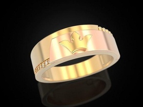 Boda anillo corona joyería joya impresión 3dprinted imprimible anillos diseño dorado Moda oro plata Rey princesa reina 3d print model - Mito3D