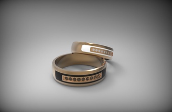 mariage bague émail stl or argent diamant gemmes pierres bijoux anneaux 3d print model - Mito3D