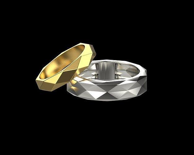 nozze squillare sfaccettato 28 sfaccettatura geometrico gruppo musicale Uniti d'America Canada diamante moda Europa Israele tungsteno oro stampabile gioielleria lusso anelli 3D print model - Mito3D