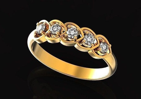 Boda anillo corazones piedras 483 diamante plata original clásico noche elegante moda agraciado amor corazón niña joyería joya 3d anillos 3d print model - Mito3D