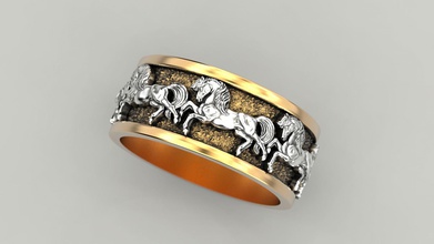 anello di nozze cavalli gioielli stampa 3dprinted stampabile anelli il design gioiello d'oro printabl la oro prototipazione argento matrimonio l'annerimento texture 3d print model - Mito3D