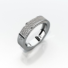 matrimonio anello tondo pietre preziose 001 gioielli 3d i diamanti gemma stesa l'impostazione oro le signore modello prototipazione stampabile stl anelli 3d print model - Mito3D