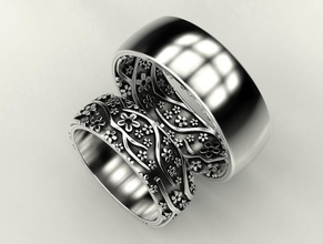 anel de casamento sakura 2 jóias flores imprimir 3dprinted printable anéis o design jóia ouro a moda printabl impressão prototipagem prata mulheres 3d print model - Mito3D