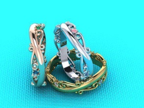 wedding ring tracery jewelry gem gold rings 3d print model - Mito3D