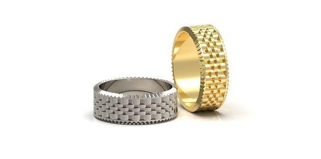 mariage bague largeur 8 mm Rolex luxe regarder bijou anneaux bijoux Hommes mode argent or platine sterling bande imprimable 3d print model - Mito3D