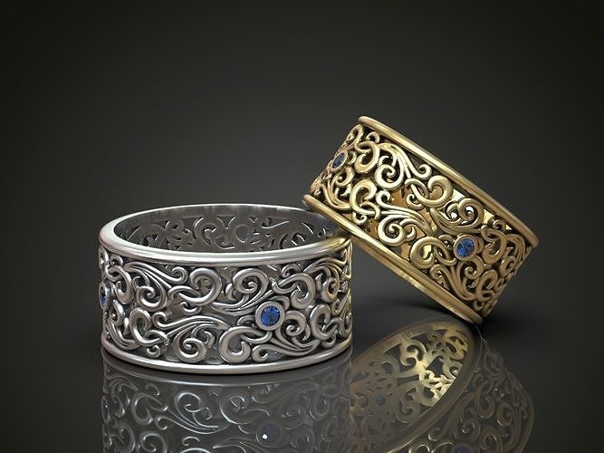 nozze squillare donne openwork delicato diamante oro gioielleria fidanzamento promettere anelli 3D print model - Mito3D