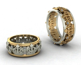 wedding rings jewelry form crown look unusual like 3d print model - Mito3D