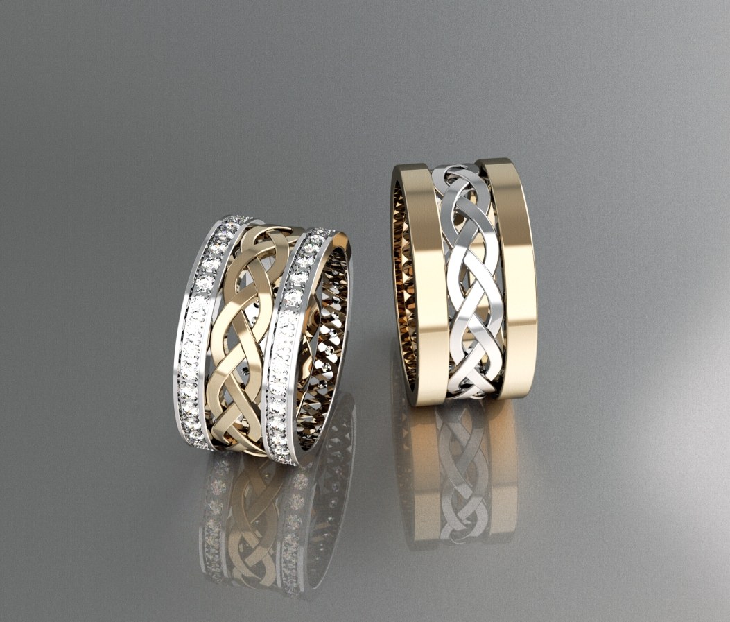 anéis de casamento jóias anel diamante ouro o personagem humanos roupas 3D print model - Mito3D
