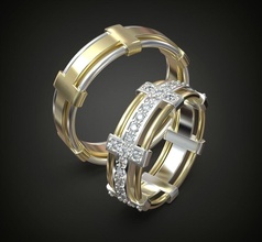 Boda anillos imprimible cnc conjunto joyería joya oro plata diamante anillo compromiso blanco libra esterlina 3d print model - Mito3D