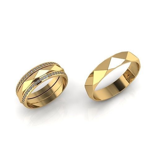 Hochzeit Ringe Gold Schmuck Luxus Silber Diamant Ring druckbar 3D print model - Mito3D