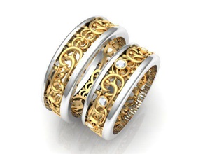 Hochzeit Ringe Schmuck gold Silber bedruckbar ist gem Diamant-ring genial Mode-Schönheit engagement ring Ohrring - Armband Saphir Bekleidung brillant diamant ruby 3d print model - Mito3D