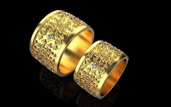 wedding rings 1861 ring earring gold silver white diamond engagement jewelry gem precious platinum jewel finger 3d print model - Mito3D