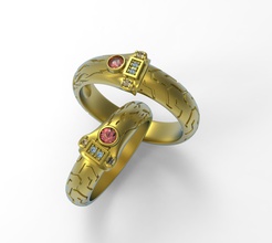 Boda anillos 3d modelos impresión joyería joya oro plata imprimible anillo bodas libra esterlina motociclista 3d print model - Mito3D