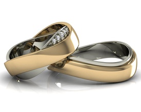 wedding rings bilayer jewelry gold stones ring gemstones gem 3d print model - Mito3D