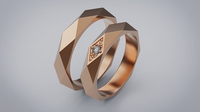 wedding rings boucherron paris depuis 1858 ring gold jewelry silver diamond jewellery jewel gem fashion brilliant beauty brillant white rhombus 3D print model - Mito3D