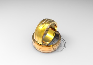 wedding rings bride groom jewelry gem jewel ring gold 3dmodel 3dprint printable prototype 3djewel 3dwax wax 3dprintmodel printjewel 3dring brilliant engagement 3d print model - Mito3D