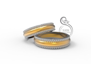 wedding rings bride groom jewelry gem jewel ring gold 3dmodel 3dprint printable prototype 3djewel 3dwax wax 3dprintmodel printjewel 3dring brilliant marry simple 3d print model - Mito3D