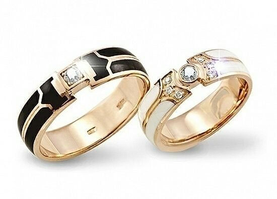 Casamento argolas casal anel esmalte 893 homem mulher joalheria ouro gema par original clássico moda elegante gracioso diamante 3d 3D print model - Mito3D