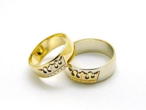 anéis de casamento logotipo da coroa jóias para sempre ouro o romance 3d modelo combinado cor 3d print model - Mito3D