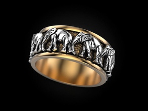 Boda anillos elefantes actualizado joyería joya impresión 3dimpreso imprimible diseño anillo dorado oro prototipos plata ennegrecimiento textura 3d print model - Mito3D