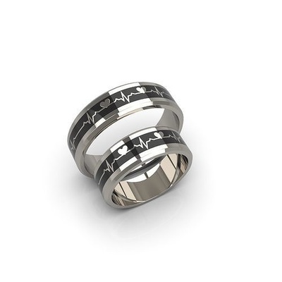 düğün yüzükler kalp atışı 3dmodel yüzük altın mücevher evlilik yüzükleri takı 3d print model - Mito3D