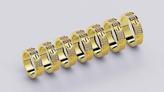 Boda anillos amor colección tamaños version4 joyería joya oro imprimible anillo vendimia platino réplica marca diamante 3d print model - Mito3D